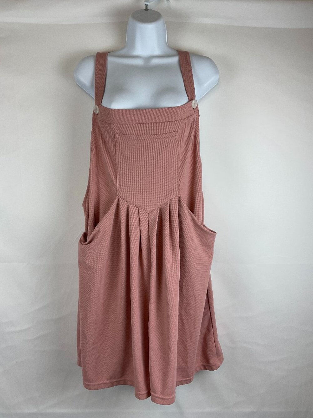 Halara Pockets Waffle Romper Shorts XL  Rose Tan Pleat Detail Overall Style
